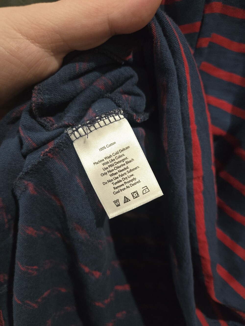 Eddie Bauer 100% Cotton Striped T-Shirt Dress 2X Navy Red Pockets Casual Relaxed - Picture 6 of 6